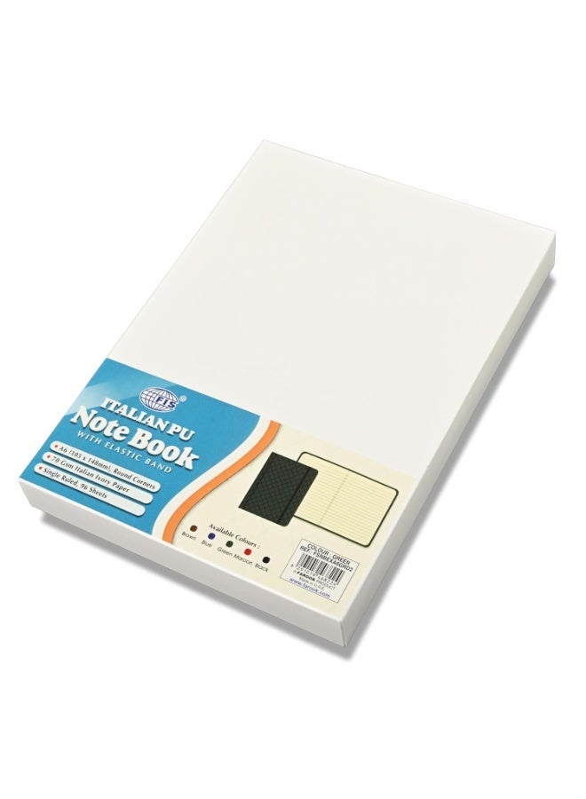 FIS® Executive Notebook, Italian PU Materials, A6 Size(105x148mm,) Round Corners, 96 Sheets, Single Ruled, 70gsm Italian Ivory Paper with Elastic Band Closure, 1 Piece, Green Color-FSNBEXA6GRD2 - Image 3